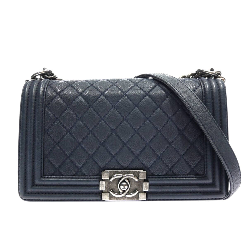 Sac Chanel Boy Caviar Bleu Marine – Chaîne Argent – 2013