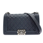 Sac Chanel Boy Caviar Bleu Marine – Chaîne Argent – 2013